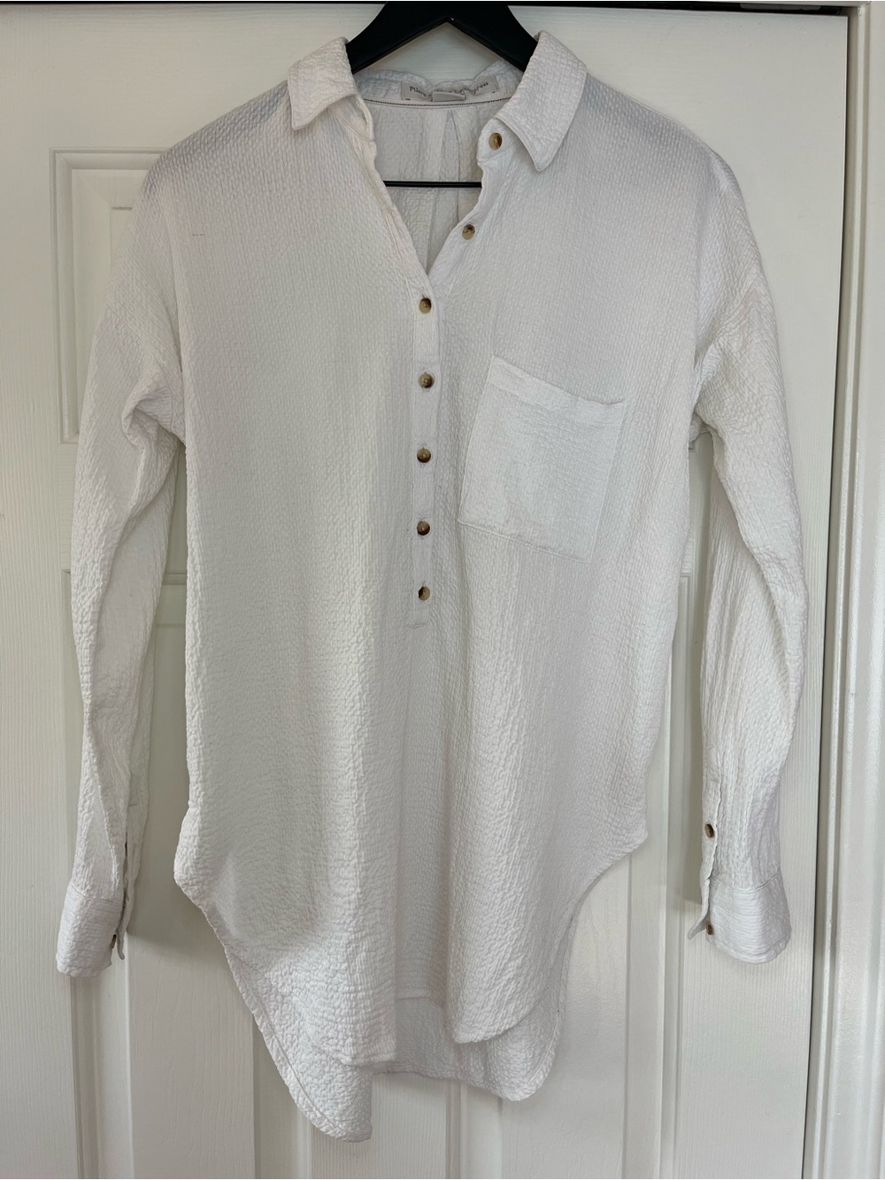 Anthropologie Pilcro and the Letter Press Oversized Cotton Tunic Blouse XS White